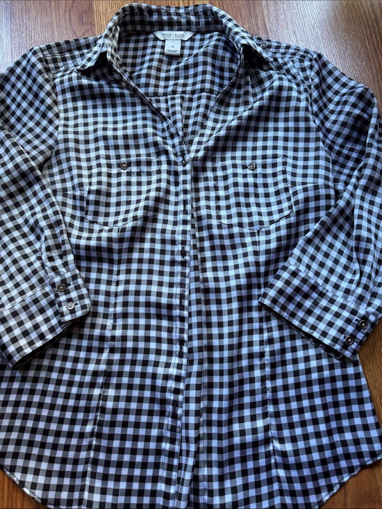 White House Black Market Tops - White House Black Market Black & White Gingham Button-Down Shirt
